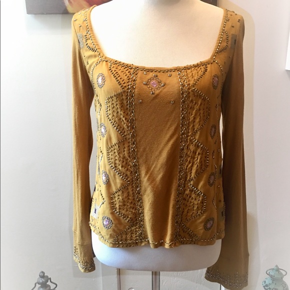 Free People Tops - Free People beaded bell sleeve top